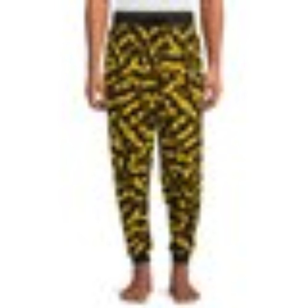 BATMAN MEN'S SIZE XL KNIT JOGGER SLEEP PANTS BLACK YELLOW GOLD DRAWSTRING NWT
